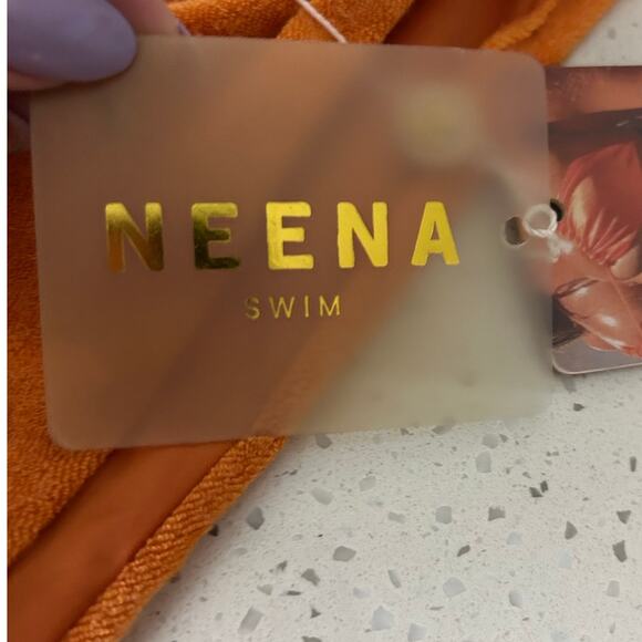 Neena  Swim Orange Terrycloth Bikini Bottoms size S NWT - Picture 5 of 8